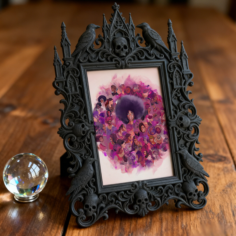 Edgy Gothic Dark-style Photo Frame | Dark Academia Letterpress Studio Decor, Photo Ornament, Wall-mountable & Tabletop, Study-friendly Frame