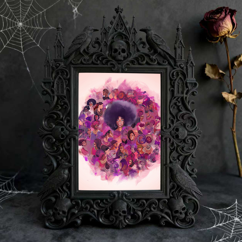 Edgy Gothic Dark-style Photo Frame | Dark Academia Letterpress Studio Decor, Photo Ornament, Wall-mountable & Tabletop, Study-friendly Frame