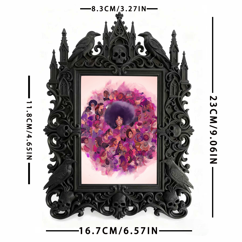 Edgy Gothic Dark-style Photo Frame | Dark Academia Letterpress Studio Decor, Photo Ornament, Wall-mountable & Tabletop, Study-friendly Frame