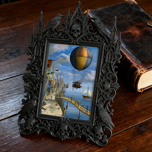 Artisanal Gothic Dark-style Photo Frame | Witchy Crystal Sphere Shop Decor, Photo Ornament, Dual-use Display, Sparkly Frame