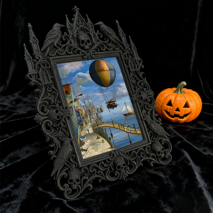 Artisanal Gothic Dark-style Photo Frame | Witchy Crystal Sphere Shop Decor, Photo Ornament, Dual-use Display, Sparkly Frame