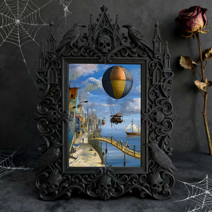 Artisanal Gothic Dark-style Photo Frame | Witchy Crystal Sphere Shop Decor, Photo Ornament, Dual-use Display, Sparkly Frame