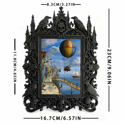 Artisanal Gothic Dark-style Photo Frame | Witchy Crystal Sphere Shop Decor, Photo Ornament, Dual-use Display, Sparkly Frame