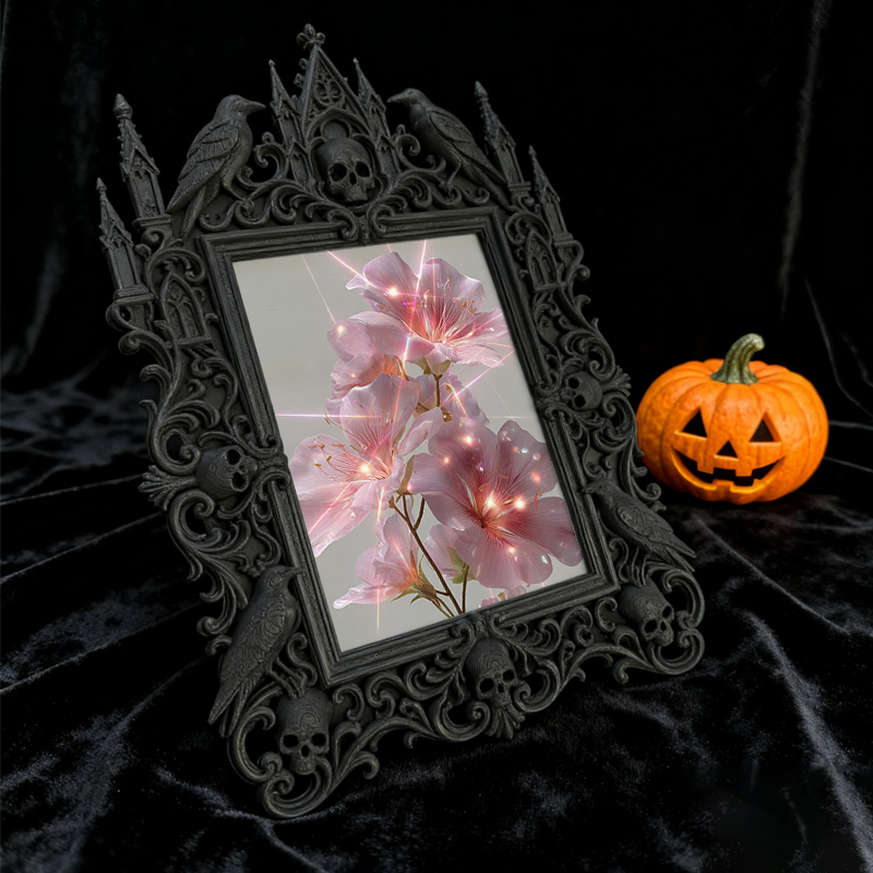 Collector’s Gothic Dark-style Photo Frame | Dark Fairy Tale Doll Shop Decor, Photo Ornament, Wall-mountable & Tabletop, Whimsical Frame