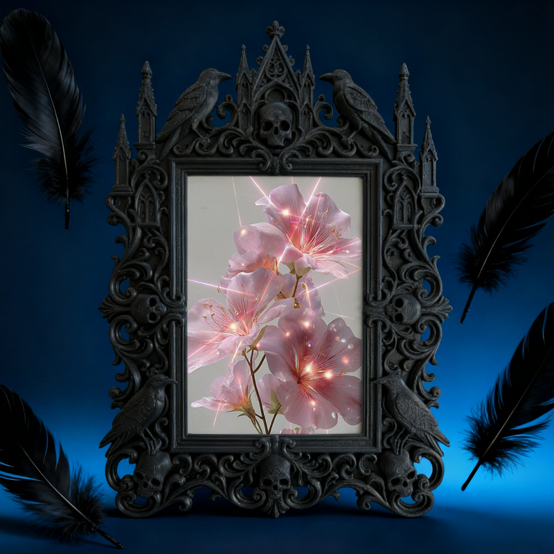 Collector’s Gothic Dark-style Photo Frame | Dark Fairy Tale Doll Shop Decor, Photo Ornament, Wall-mountable & Tabletop, Whimsical Frame