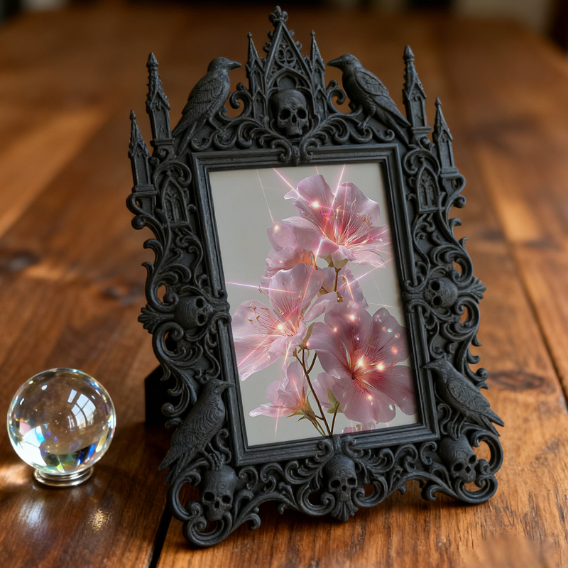 Collector’s Gothic Dark-style Photo Frame | Dark Fairy Tale Doll Shop Decor, Photo Ornament, Wall-mountable & Tabletop, Whimsical Frame