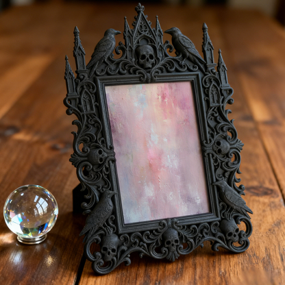 Artisanal Gothic Dark-style Photo Frame | Witchy Herbal Soap Shop Decor, Photo Ornament, Wall-mountable & Tabletop, Relaxing Frame