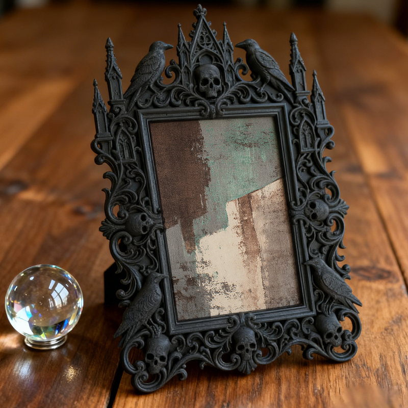 Rebellious Gothic Dark-style Photo Frame | Gothic Kids’ Witch Costume Room Decor, Photo Ornament, Wall/Table Dual-use, Child-safe Frame