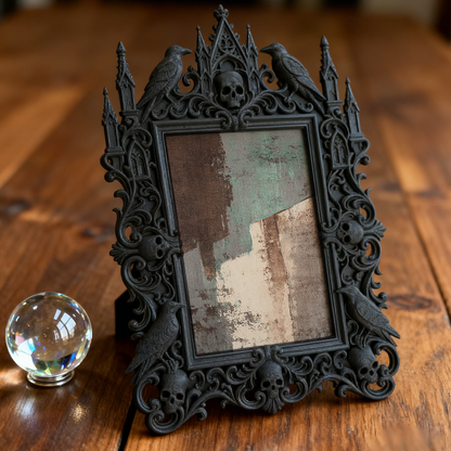Rebellious Gothic Dark-style Photo Frame | Gothic Kids’ Witch Costume Room Decor, Photo Ornament, Wall/Table Dual-use, Child-safe Frame