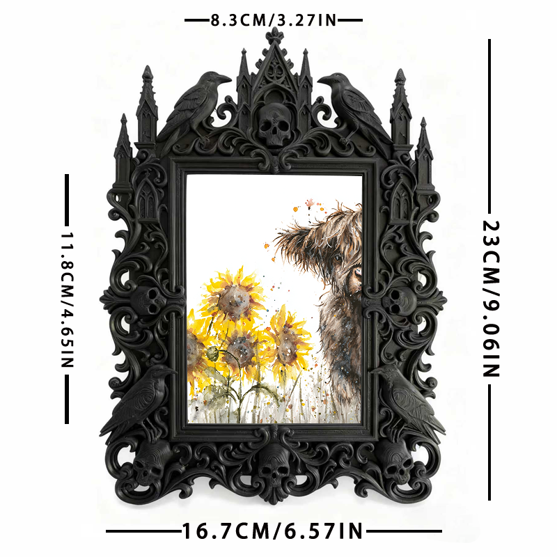Edgy Gothic Dark-style Photo Frame | Dark Academia Sketchbook Shop Decor, Photo Ornament, Wall-mountable & Tabletop, Artistic Frame