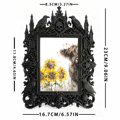 Edgy Gothic Dark-style Photo Frame | Dark Academia Sketchbook Shop Decor, Photo Ornament, Wall-mountable & Tabletop, Artistic Frame