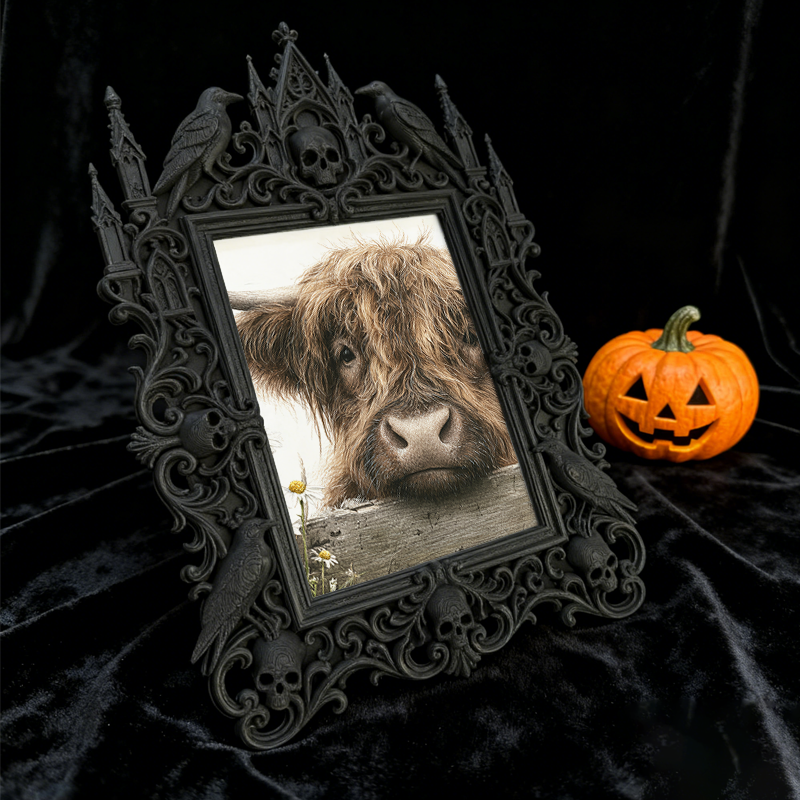 Artisanal Gothic Dark-style Photo Frame | Witchy Tarot Reading Kit Shop Decor, Photo Ornament, Dual-use Display, Mystic Frame