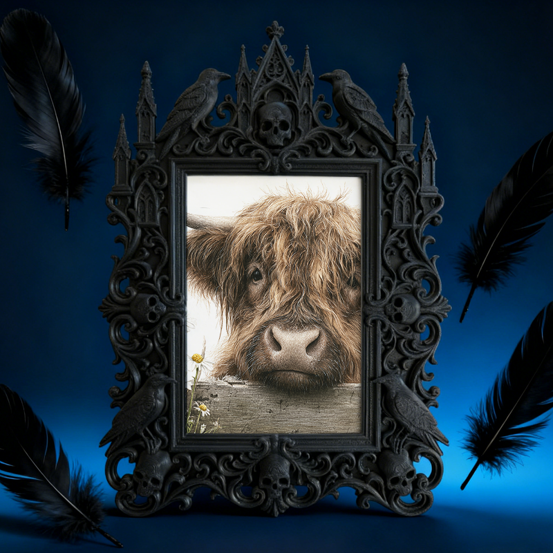 Artisanal Gothic Dark-style Photo Frame | Witchy Tarot Reading Kit Shop Decor, Photo Ornament, Dual-use Display, Mystic Frame