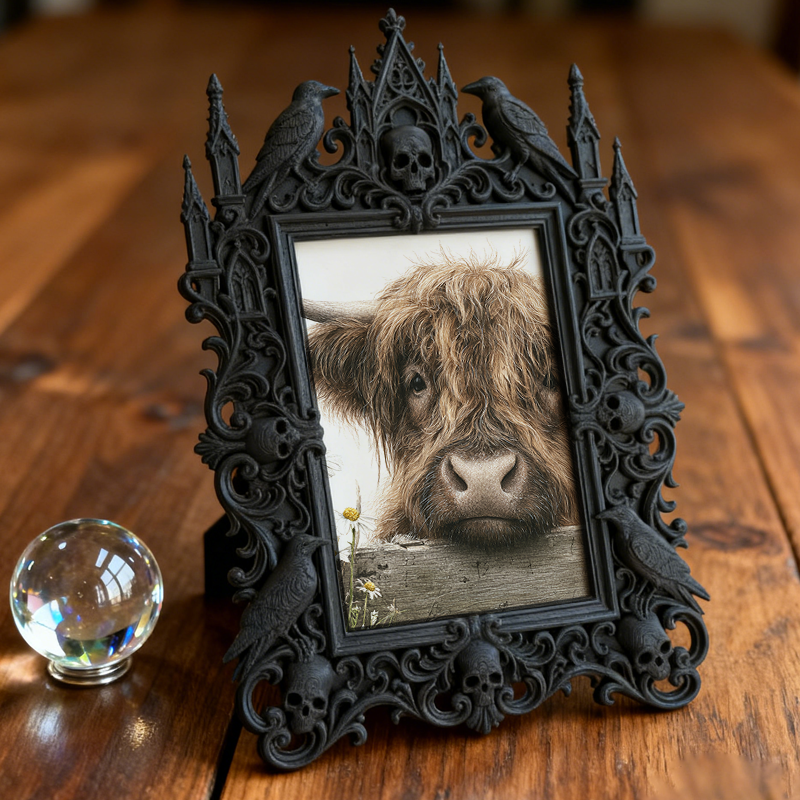 Artisanal Gothic Dark-style Photo Frame | Witchy Tarot Reading Kit Shop Decor, Photo Ornament, Dual-use Display, Mystic Frame