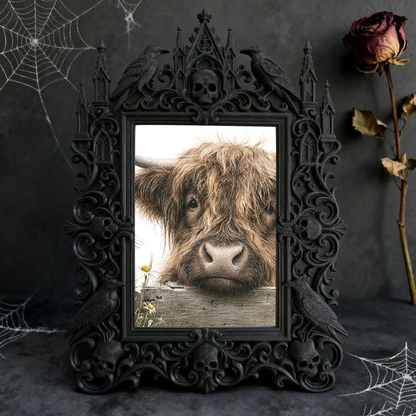Artisanal Gothic Dark-style Photo Frame | Witchy Tarot Reading Kit Shop Decor, Photo Ornament, Dual-use Display, Mystic Frame