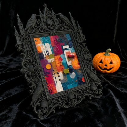 Collector’s Gothic Dark-style Photo Frame | Dark Fantasy RPG Terrain Shop Decor, Photo Ornament, Wall-mountable & Tabletop, Detailed Frame