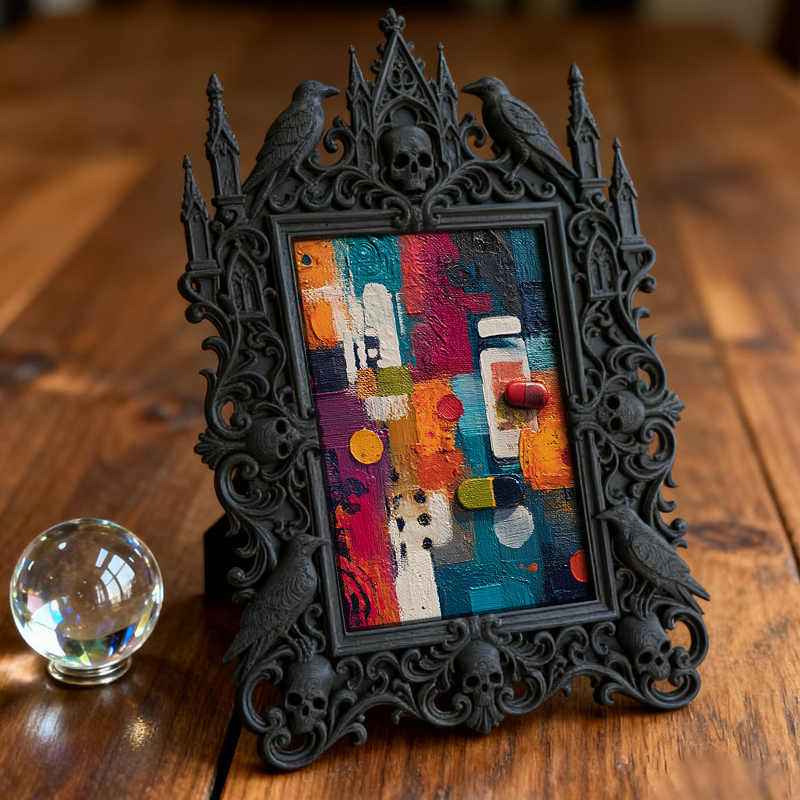 Collector’s Gothic Dark-style Photo Frame | Dark Fantasy RPG Terrain Shop Decor, Photo Ornament, Wall-mountable & Tabletop, Detailed Frame