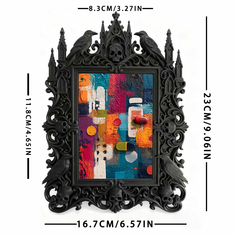 Collector’s Gothic Dark-style Photo Frame | Dark Fantasy RPG Terrain Shop Decor, Photo Ornament, Wall-mountable & Tabletop, Detailed Frame