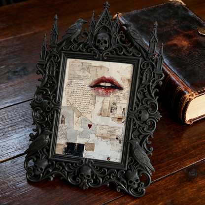 Edgy Gothic Dark-style Photo Frame | Gothic Front Porch Halloween Decor, Photo Ornament, Dual-use Display, Outdoor Frame