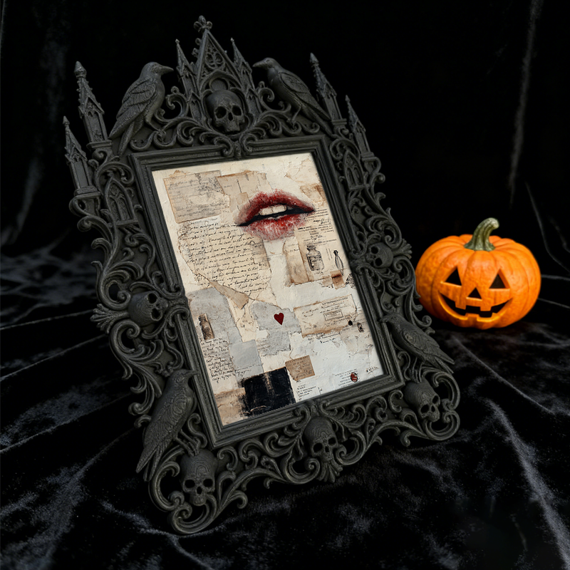Edgy Gothic Dark-style Photo Frame | Gothic Front Porch Halloween Decor, Photo Ornament, Dual-use Display, Outdoor Frame