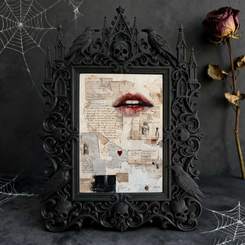 Edgy Gothic Dark-style Photo Frame | Gothic Front Porch Halloween Decor, Photo Ornament, Dual-use Display, Outdoor Frame