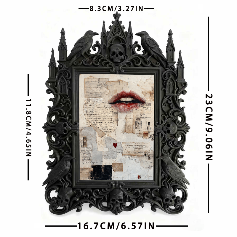 Edgy Gothic Dark-style Photo Frame | Gothic Front Porch Halloween Decor, Photo Ornament, Dual-use Display, Outdoor Frame