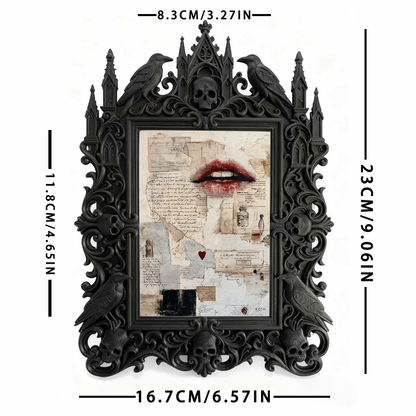 Edgy Gothic Dark-style Photo Frame | Gothic Front Porch Halloween Decor, Photo Ornament, Dual-use Display, Outdoor Frame