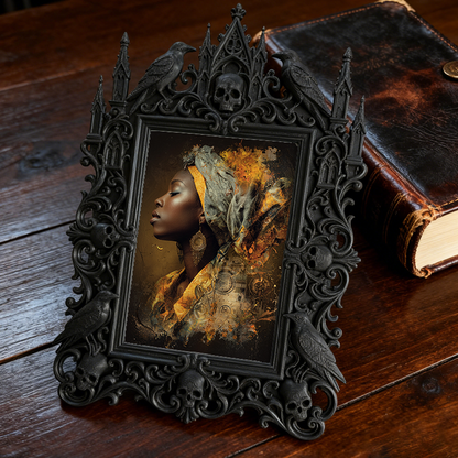 Top-rated Gothic Dark-style Photo Frame | Gothic Nail Art Studio Display, Photo Ornament, Wall-mountable & Tabletop, Plastic Frame