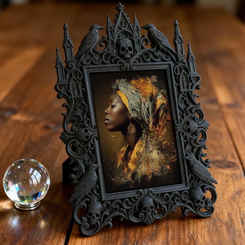Top-rated Gothic Dark-style Photo Frame | Gothic Nail Art Studio Display, Photo Ornament, Wall-mountable & Tabletop, Plastic Frame