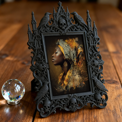 Top-rated Gothic Dark-style Photo Frame | Gothic Nail Art Studio Display, Photo Ornament, Wall-mountable & Tabletop, Plastic Frame
