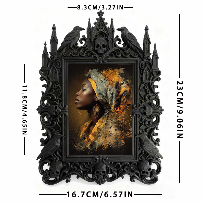 Top-rated Gothic Dark-style Photo Frame | Gothic Nail Art Studio Display, Photo Ornament, Wall-mountable & Tabletop, Plastic Frame