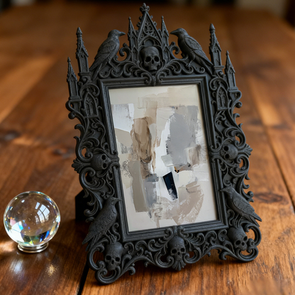 Trendy Gothic Dark-style Photo Frame | Horror Script Murder Room Prop, Photo Ornament, Wall-mountable & Tabletop, Lightweight Frame