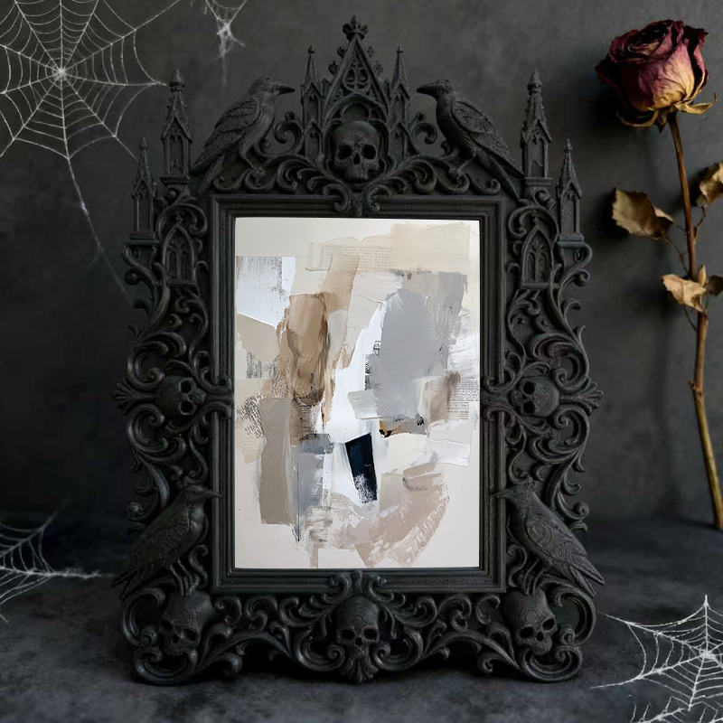 Trendy Gothic Dark-style Photo Frame | Horror Script Murder Room Prop, Photo Ornament, Wall-mountable & Tabletop, Lightweight Frame