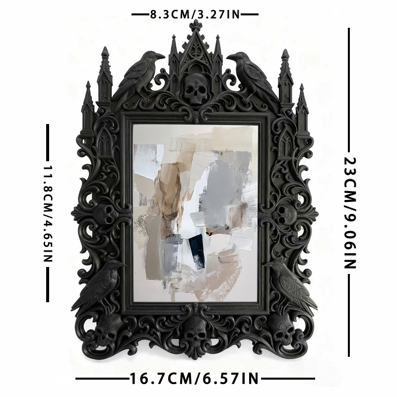 Trendy Gothic Dark-style Photo Frame | Horror Script Murder Room Prop, Photo Ornament, Wall-mountable & Tabletop, Lightweight Frame