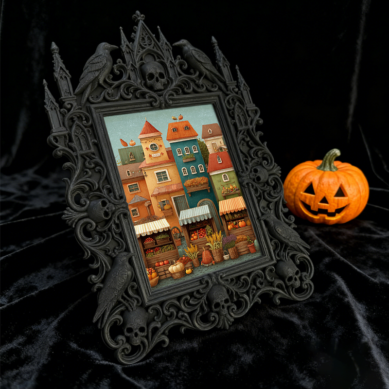 Premium Gothic Dark-style Photo Frame | Witchy Crystal Shop Shelf Decor, Photo Ornament, Wall-mountable & Tabletop, Scratch-resistant Frame