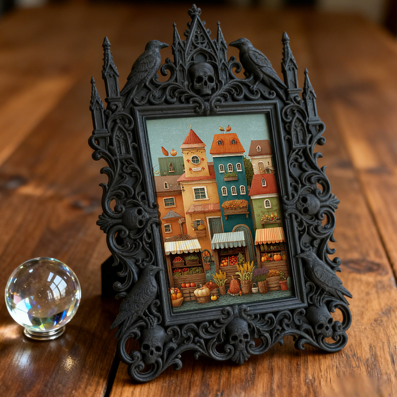 Premium Gothic Dark-style Photo Frame | Witchy Crystal Shop Shelf Decor, Photo Ornament, Wall-mountable & Tabletop, Scratch-resistant Frame