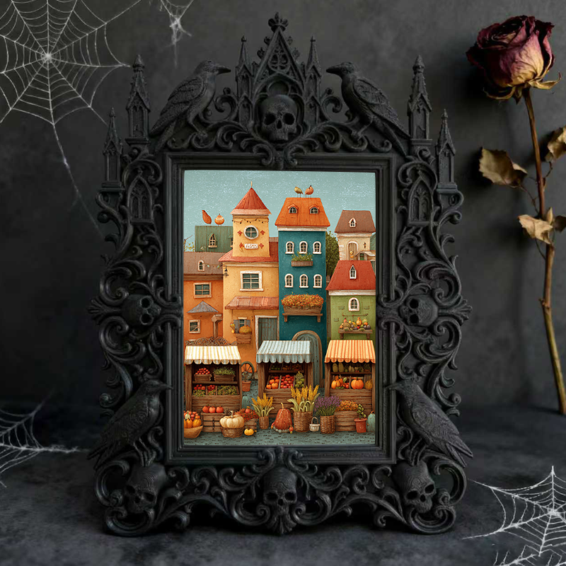 Premium Gothic Dark-style Photo Frame | Witchy Crystal Shop Shelf Decor, Photo Ornament, Wall-mountable & Tabletop, Scratch-resistant Frame