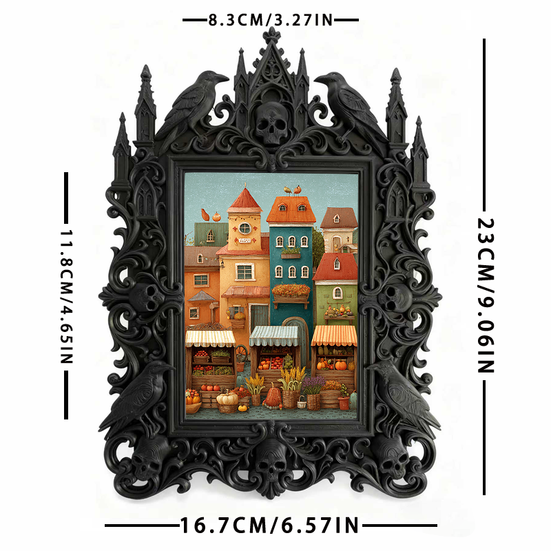Premium Gothic Dark-style Photo Frame | Witchy Crystal Shop Shelf Decor, Photo Ornament, Wall-mountable & Tabletop, Scratch-resistant Frame