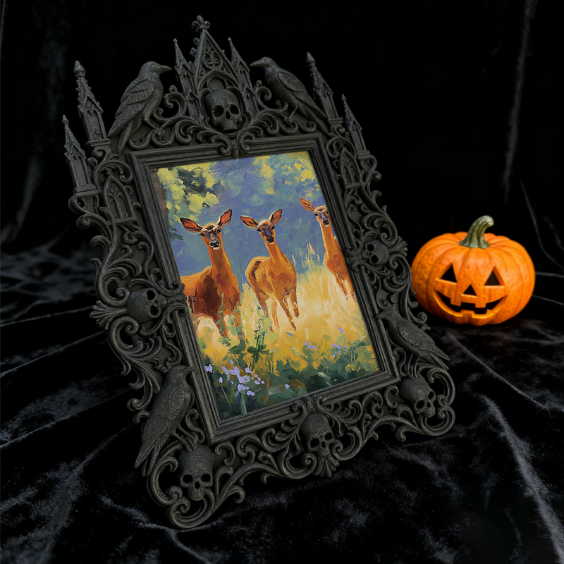 Stylish Gothic Dark-style Photo Frame | Punk Rock Concert Merch Booth Decor, Photo Ornament, Wall-mountable & Tabletop, Slim Frame