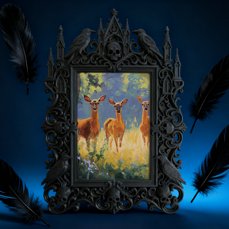 Stylish Gothic Dark-style Photo Frame | Punk Rock Concert Merch Booth Decor, Photo Ornament, Wall-mountable & Tabletop, Slim Frame