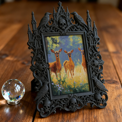 Stylish Gothic Dark-style Photo Frame | Punk Rock Concert Merch Booth Decor, Photo Ornament, Wall-mountable & Tabletop, Slim Frame