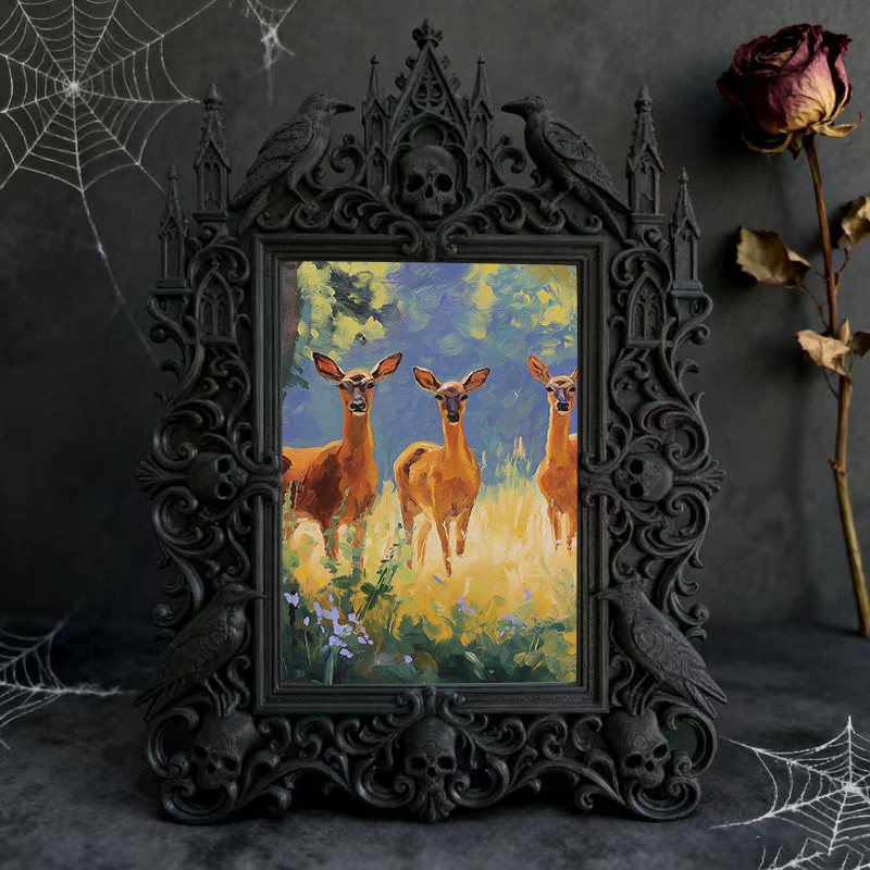 Stylish Gothic Dark-style Photo Frame | Punk Rock Concert Merch Booth Decor, Photo Ornament, Wall-mountable & Tabletop, Slim Frame