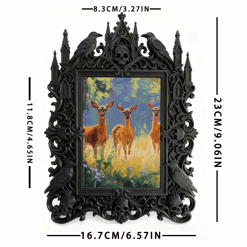 Stylish Gothic Dark-style Photo Frame | Punk Rock Concert Merch Booth Decor, Photo Ornament, Wall-mountable & Tabletop, Slim Frame