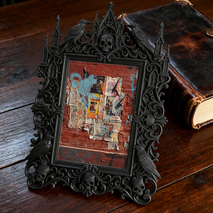 Must-have Gothic Dark-style Photo Frame | Dark Floral Wedding Photo Booth Decor, Photo Ornament, Dual-use Display, Sturdy Frame