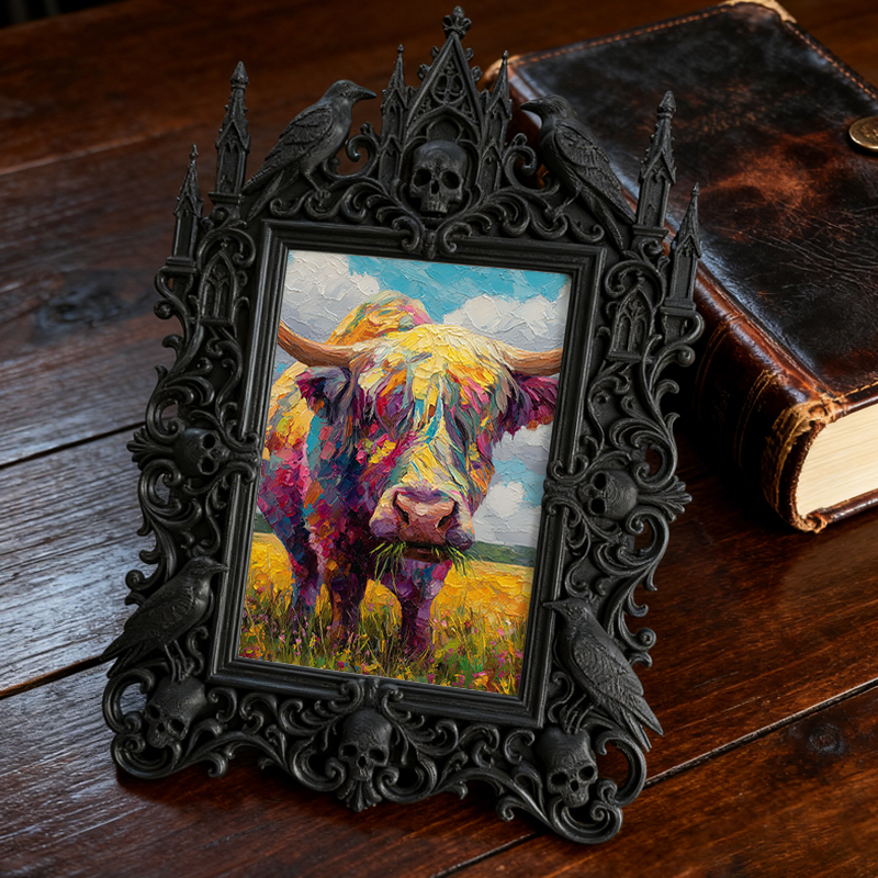 Exclusive Gothic Dark-style Photo Frame | Occult Tarot Reading Studio Decor, Photo Ornament, Wall-mountable & Tabletop, Collectible Frame