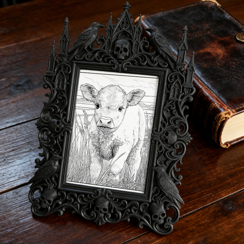 Edgy Gothic Dark-style Photo Frame | Horror Movie Fan Club Meeting Decor, Photo Ornament, Dual-use Display, Minimalist Frame