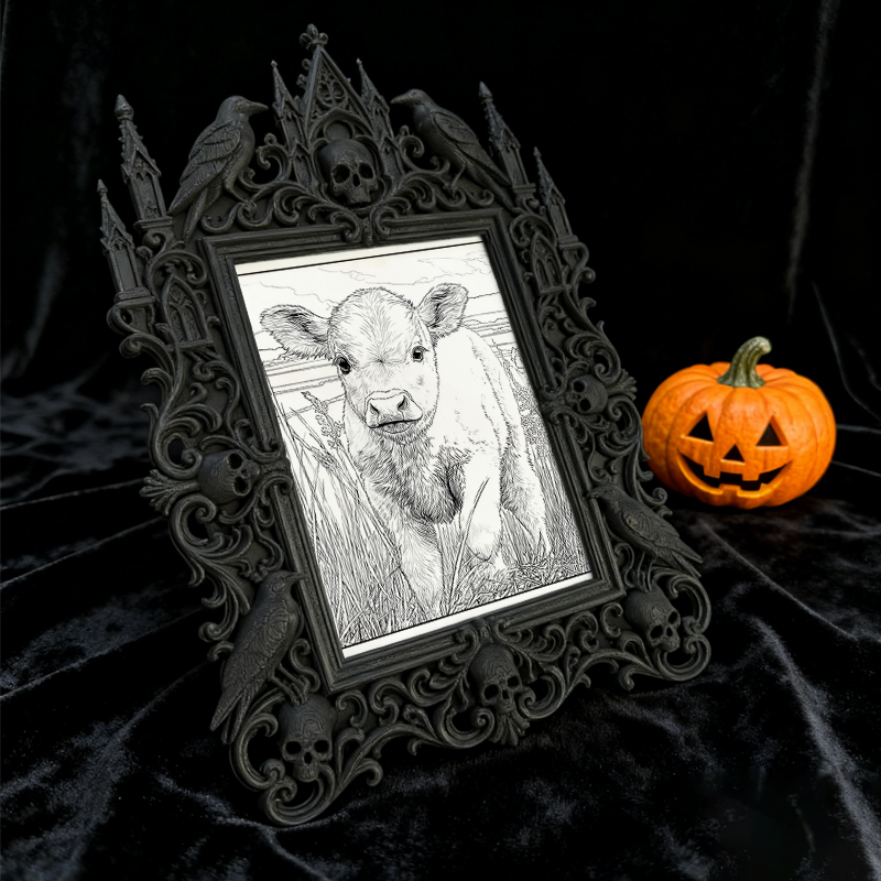 Edgy Gothic Dark-style Photo Frame | Horror Movie Fan Club Meeting Decor, Photo Ornament, Dual-use Display, Minimalist Frame