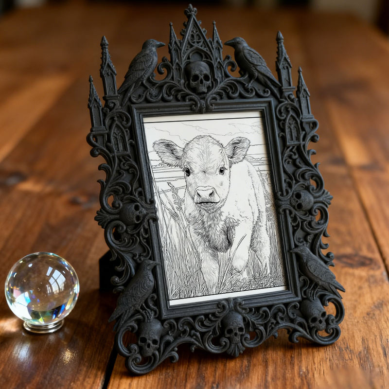 Edgy Gothic Dark-style Photo Frame | Horror Movie Fan Club Meeting Decor, Photo Ornament, Dual-use Display, Minimalist Frame