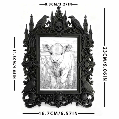 Edgy Gothic Dark-style Photo Frame | Horror Movie Fan Club Meeting Decor, Photo Ornament, Dual-use Display, Minimalist Frame