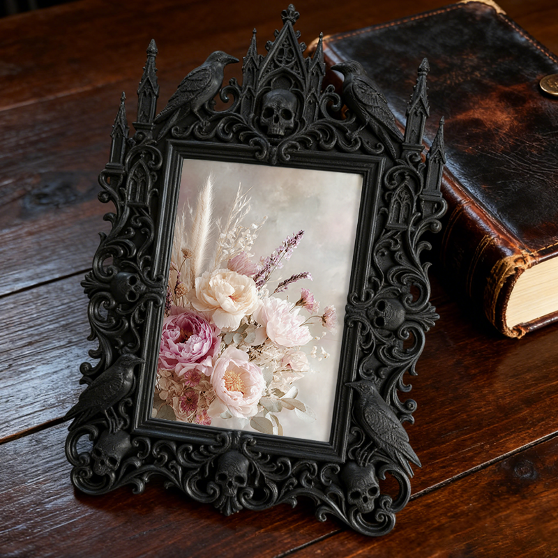 Distinctive Gothic Dark-style Photo Frame | Witchy Herbal Apothecary Decor, Photo Ornament, Wall-mountable & Tabletop, Portable Frame